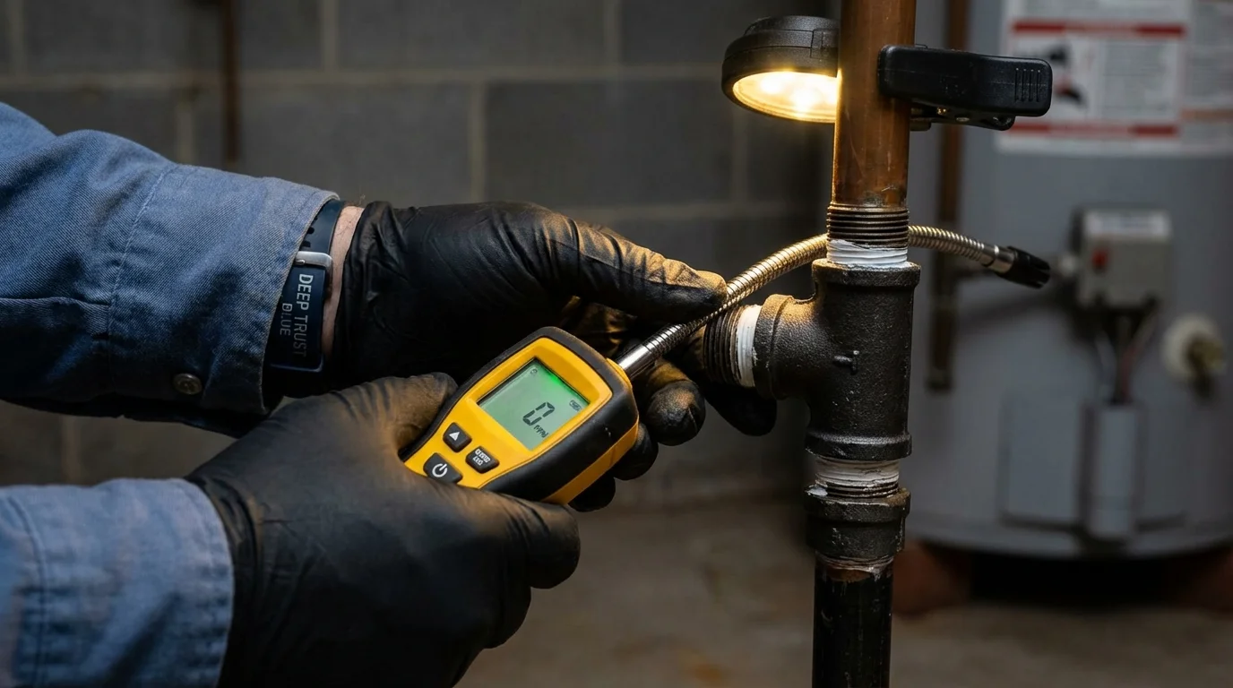Gas leak detection with electronic sniffer by Johns Plumbing LLC in Montegut