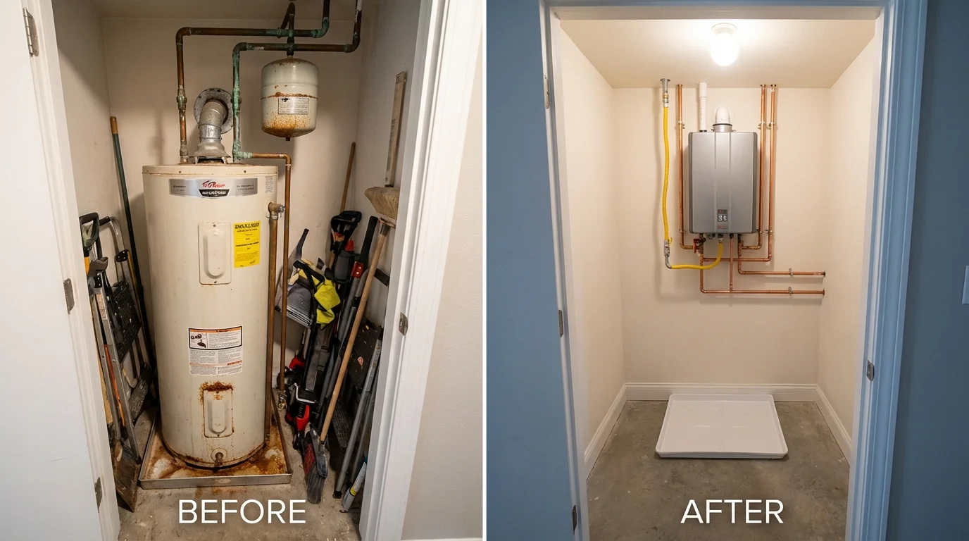 Tank water heater versus wall-mounted tankless unit comparison for Montegut, LA homeowners