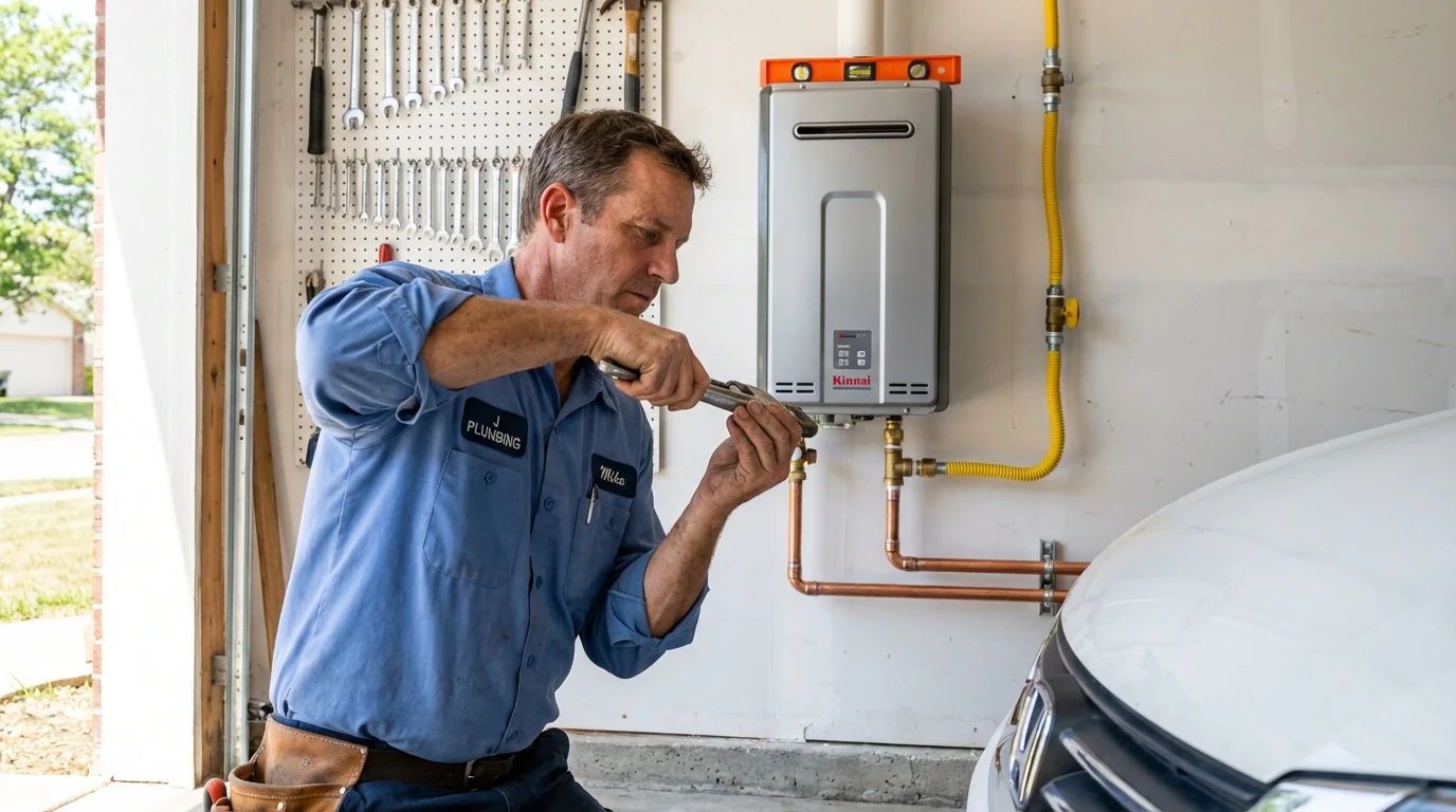 Tankless water heater installation by a Johns Plumbing LLC plumber in Montegut